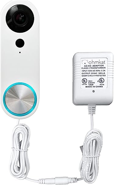 OhmKat Video Doorbell Power Supply - Compatible with SimpliSafe Pro