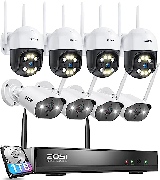 ZOSI 2K 8CH Spotlight Wireless Security Camera System